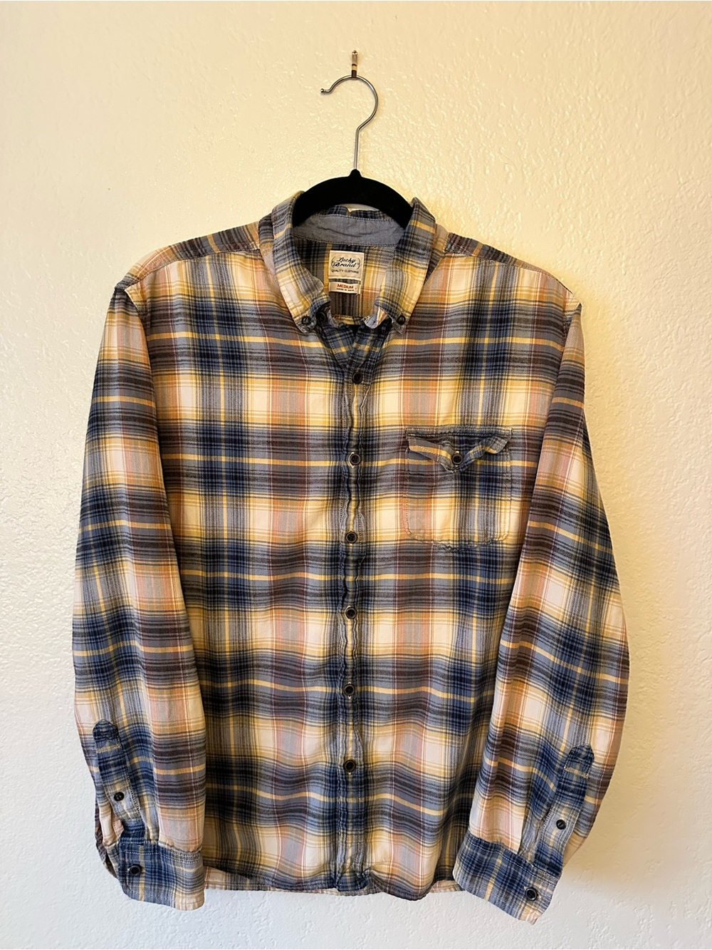 Lucky Brand Plaid Button-Up Shirt 100% Cotton
